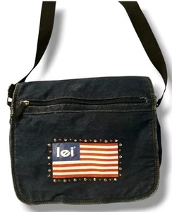 Vintage Lei Jeans Blue Denim Book Bag Umhängetasche Nieten Strass Taschen - Bild 1 von 8