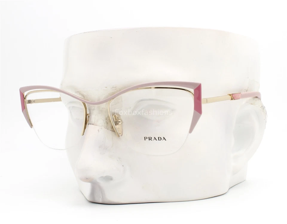 Prada Semi Rimless Eyeglasses VPR63Y 14A-1O1 Alabaster Pink Gold 54mm No Case - Image 1 of 4
