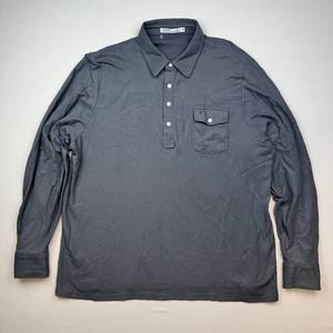 Criquet Shirt Mens XXL Long Sleeve Players Pique Polo Gray Casual Dress Pima - Picture 1 of 6