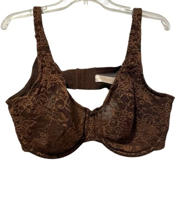 Cacique Bra Womens 42C brown   Lace Sheer Underwired Floral Embroidered - Image 1 of 4
