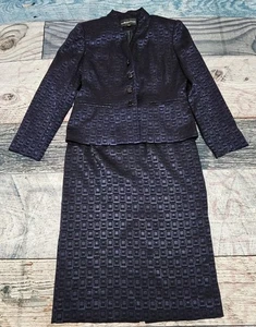 SAG HARBOR PURPLE GEOMETRIC BLAZER JACKET & SKIRT SUIT SET SIZE 8 - Picture 1 of 11