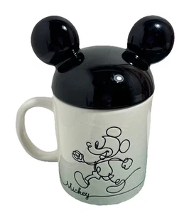 Disney Mickey Mouse 17 oz Lidded Ceramic Mug With Mickey Ears Lid White - Picture 1 of 6