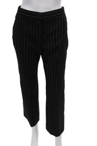 Alexander McQueen pantaloni donna a righe bootcut gancio e zip occhiello neri taglia EUR 40 - Foto 1 di 6