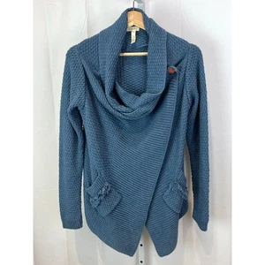 MATILDA JANE Envision This Wrap Cárdigan Capucha Cuello Suéter Texturizado Azul Talla S - Imagen 1 de 5