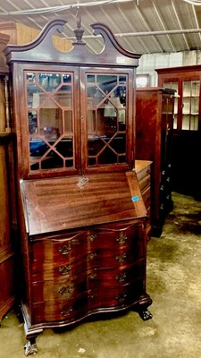 Maddox Secretaria Escritorio Caoba Vidrio Llave Hutch Antiguo De Colección - De Origen Inmueble Foto 1 de 4