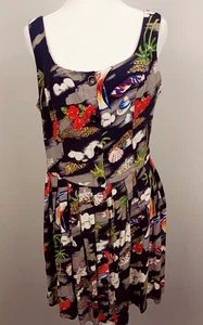 Vintage Sue Wong Studios M Knopfleiste Mini Skater Kleid Hawaii Print Y2K Boho US - Bild 1 von 10