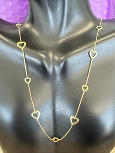 ❤️ Collar de 16"" corazones abiertos de oro amarillo de 10K RL" - Imagen 1 de 10