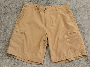 Chaps Golf Cargo Shorts Mens 34 Beige Chino Performance Tech Stretch Flat Front - Picture 1 of 5