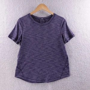 Lululemon Athletica Purple Heathered Short Sleeve Athletic T Shirt Top Women 8 - Picture 1 of 7