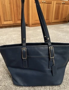 Borsa tote vintage Coach Legacy West Market RARA pelle blu 9847 - Foto 1 di 8