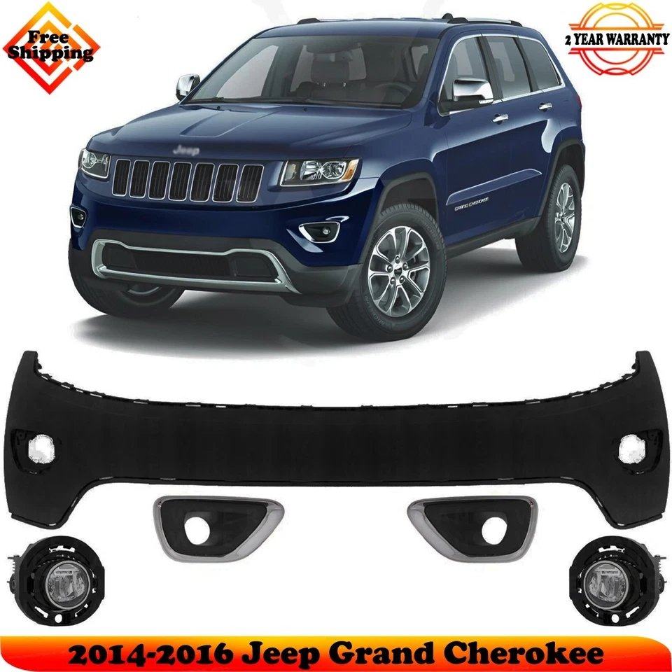 Front Bumper Cover & Fog Light Assembly Kit For 2014-2016 Jeep Grand Cherokee Foto 1 de 4