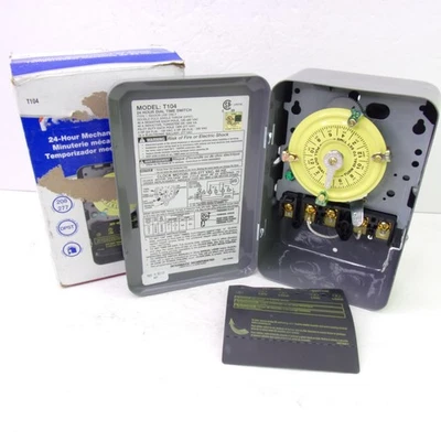Interruptor de tiempo mecánico interior Intermatic T104 24 horas 208-277 VCA DPST Foto 1 de 4