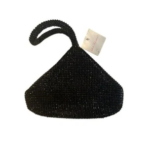 Lulu Townsend schwarz Perlen Netz kleine Handtasche Clutch formell Glitzer NEU 9x7 - Bild 1 von 6