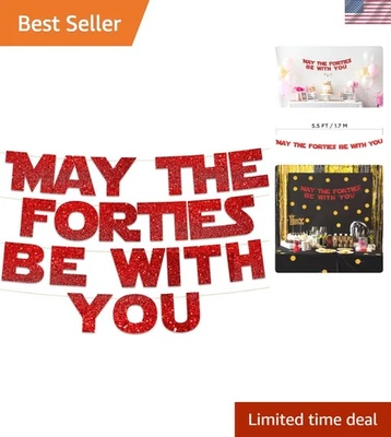 Impresionante Banner 40 Cumpleaños y Aniversario - Diseño Reutilizable Rojo Brillo Foto 1 de 4