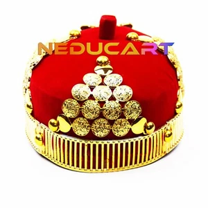 Igbo Red Royal Gold Men Ozo King Cap Traditional Hat Africa Nigeria Wedding UK - Picture 1 of 5