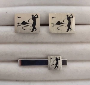 Tachuelas y gemelos de golf plateados negros - Imagen 1 de 5