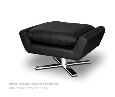 Bequemer Leder Fußhocker mit weichem Kissen Stabile Qualität in Leder o.Kuhfell - Bild 1 von 4