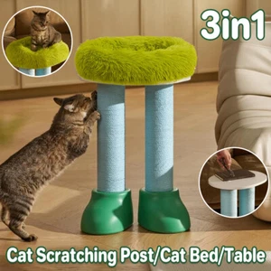 3in1 Cat Scratching Post with Bed Green Boots Cushion Cat Tree Tower Indoor Use - Picture 1 of 14