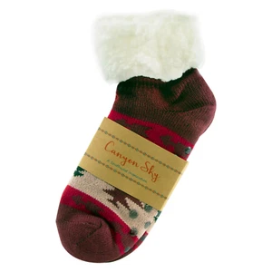 Canyon Sky Mujer Sherpa Rojo Zapatilla Calcetines con Empuñaduras, Calcetín Talla 9-11, NUEVO - Imagen 1 de 4