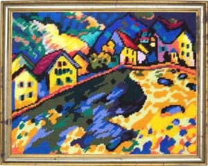 DIY bedrucktes Gobelin-Set "Häuser in Murnau", Größe 14,2x18,5 in / 36x47 cm, Brvsk - Bild 1 von 6
