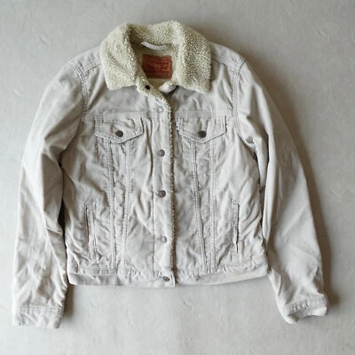 Levi's Sherpa Lined Brown Corduroy Trucker Jacket Youth Size Medium - Image 1 of 4