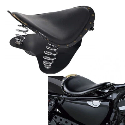 Black Motorcycle Bobber Chopper Solo Seat Spring W/Bracket Base For Harley XL883 - Image 1 of 4