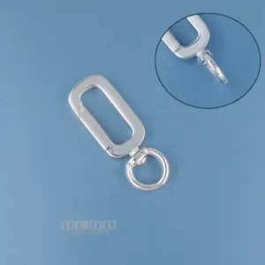 Sterling Silver Flat Rectangle Clip On Clasp Connector w/Swivel Ring 22mm #44055 - Picture 1 of 6