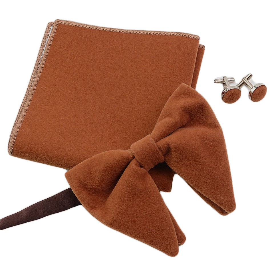 Juego de gemelos cuadrados de bolsillo con pajarita ajustable de gran tamaño preatada de terciopelo para hombre Foto 1 de 1