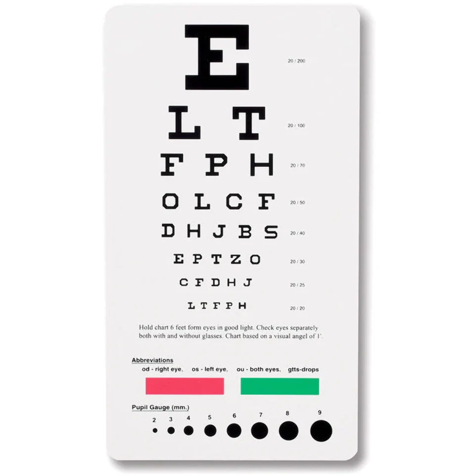 PRESTIGE Snellen Pocket Eye Chart