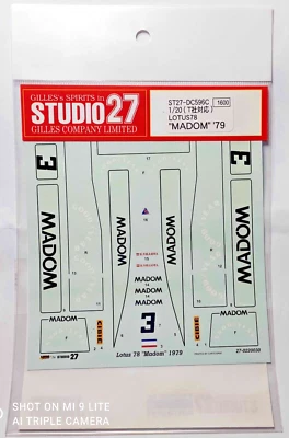 Foglio Decals Studio27 ST27-DC596C 1/20 Per LOTUS 78 Mk.III TAMIYA "MADOM" '79 - Immagine 1 di 2