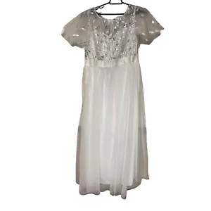 NEW! Ever Pretty White Sequin Cap Sleeve Floor Length Wedding Evening Dress 6X - Picture 1 of 16