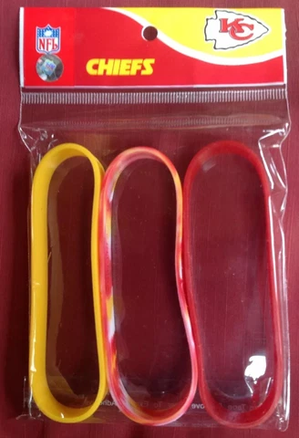 NFL Kansas City Chiefs Rubber Wristbands Bracelets 3 Pack MAHOMES Super Bowl New Cover