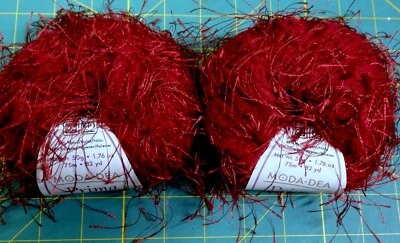Lot of 2-Moda Dea Prima Eyelash Yarn, Color Burgundy, Eyelash, 50g, Made Italy - Image 1 of 2