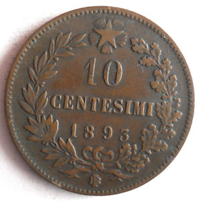 1893 BI ITALY 10 CENTESIMI - AU - High Quality Vintage Coin - Lot #Y7