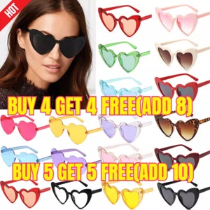 Retro Lolita Love Heart Shape Sunglasses UV400 Cat Eye Women Vintage Glasses ◮ - Picture 1 of 20