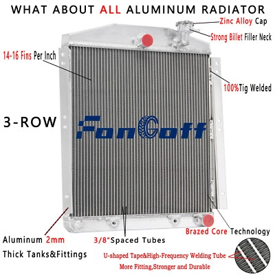 3 Rows Aluminum Radiator For Chevy/GMC Truck 3100 3600 3800 3900 3.8L 1948-1954 - Image 1 of 4