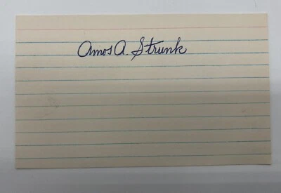 Amos Strunk Signed Index Card 1908 Debut A’s 4x WS champion Boston Red Sox JSA⚾️ - Image 1 of 2