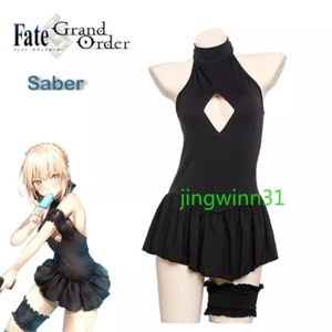 Anime Fate Alter Saber Cosplay School Swimsuit Women Black Swimwear Uniform Gift - Picture 1 of 14