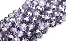 25 Purple Metallic Faceted Fire Polished Round Glass Beads 8MM 