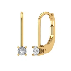 0.2ct Round Cut Solitaire Stud anniversary Earrings 14k Yellow solid Gold - Picture 1 of 11