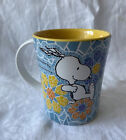 Tasse à café mosaïque arachides Snoopy par Gibson vintage années 1990 jaune bleu