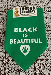 Doggiedanna BLACK IS BEAUTIFUL Green Dog Bandana MEDIUM LARGE Tie On Scarf - Picture 1 of 3