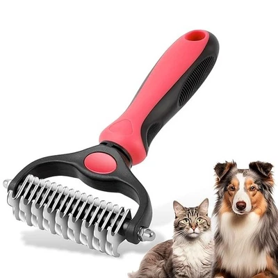 Pet Grooming Brush DeShedding Dog Cat Undercoat Rake Comb Double Sided - Image 1 of 4