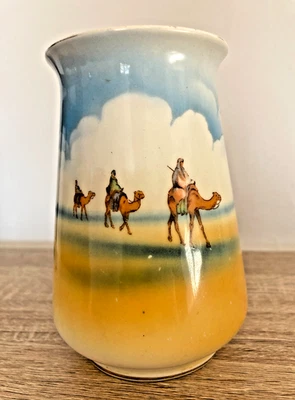 1920s Egyptian Revival Falcon Ware English Pottery Pyramid - Small Vase 4.5" - Image 1 of 4