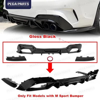 Gloss Black Rear Bumper Diffuser Splitter For 2019-2022 BMW 3 Series G20 M Sport - Imagem 1 de 4