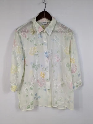 Blusa Top Bordada Chifón Transparente Floral Cottagecore Coqueta Pastel Y2K A076 Foto 1 de 4