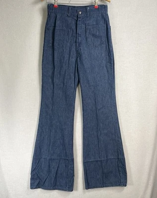 Pantalones de mezclilla Big Yank vintage años 70 para hombre talla 28x32 parte inferior campana acampanada hippie Foto 1 de 4