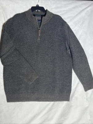Pendleton Men's 1/4 Zip Washable Shetland Wool Pullover Sweater Size L Brown Grn - Image 1 of 4