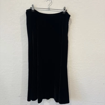 Falda midi de terciopelo negra Eileen Fisher para mujer mediana elástica bruja caprichosa Foto 1 de 4