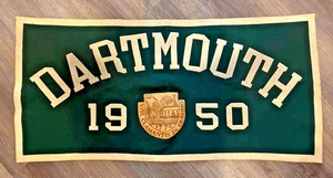 Vintage DARTMOUTH 1950 Felt Green BANNER Collegiate Manufacturing Company 46x23 - Picture 1 of 4